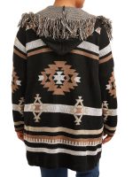 Absolutely Famous Women's Plus Size Jacquard Open-Front Cardigan with Fringe Trim - Image 2